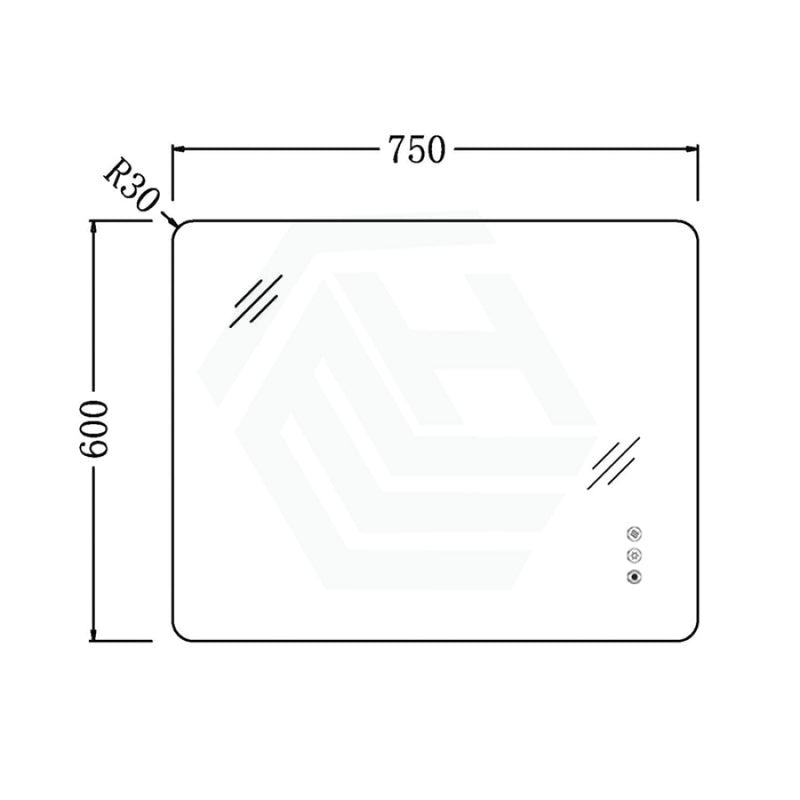 600/750/900/1200Mm Rectangle Frameless Led Mirror Motion Sensor Auto On Backlit 750X600Mm Led