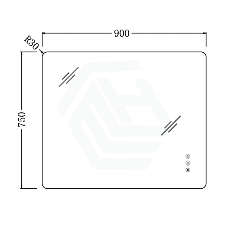 600/750/900/1200Mm Rectangle Frameless Led Mirror Motion Sensor Auto On Backlit 900X750Mm Led