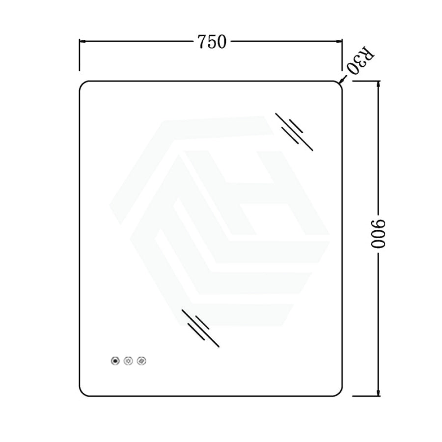 600/750/900/1200Mm Rectangle Frameless Led Mirror Motion Sensor Auto On Backlit 750X900Mm Led