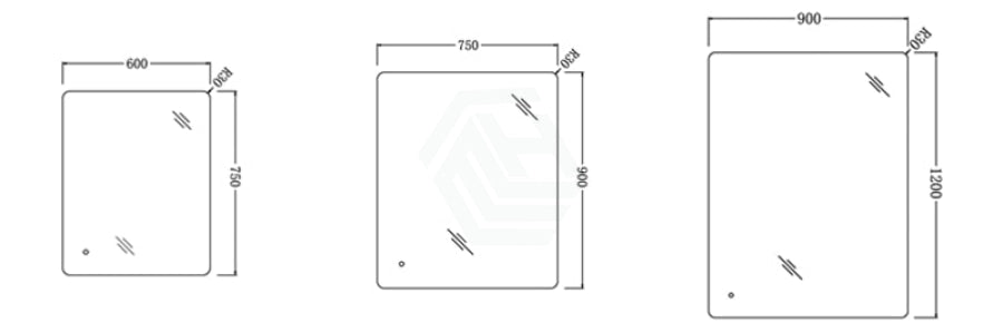 600/750/900/1200Mm Led Mirror Backlit Rectangle Frameless Pc Lamp Shade