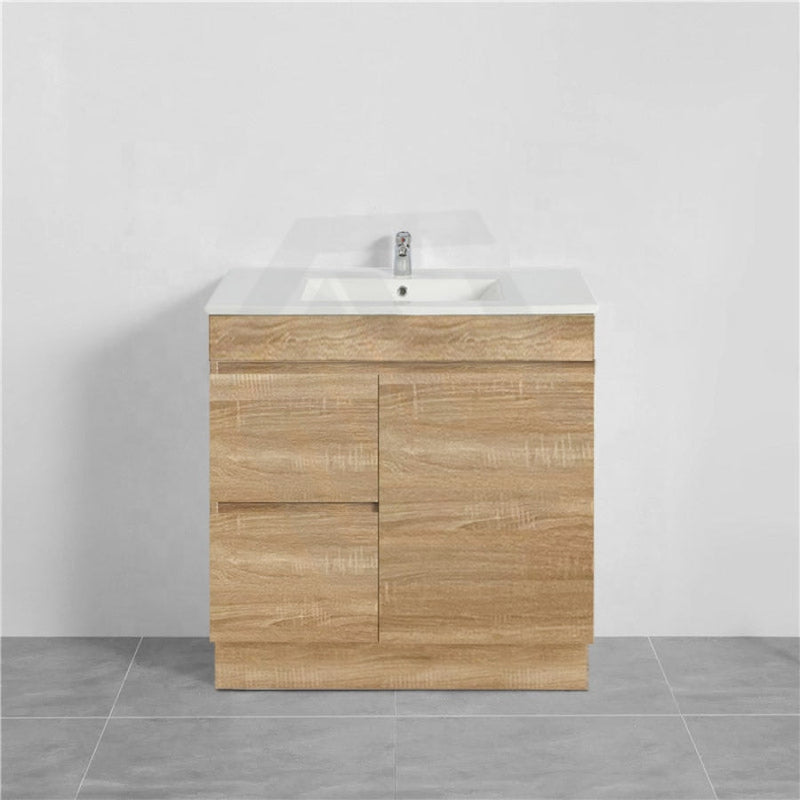 600/750Mm Narrow Berge Freestanding Bathroom Floor Vanity With Kickboard White Oak Wood Grain Pvc