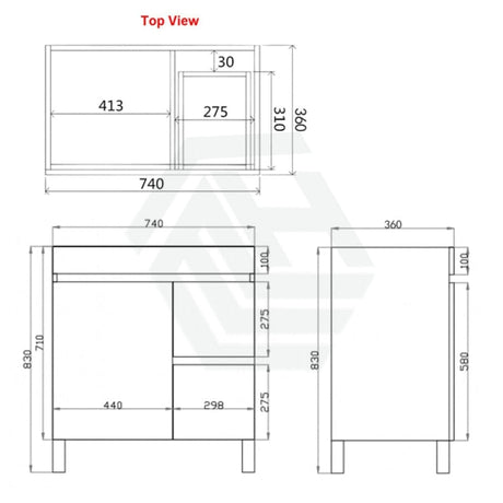 600-750Mm Narrow Berge Freestanding Bathroom Floor Vanity White Oak Wood Grain Left/Right Side Pvc