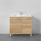 600-750Mm Narrow Berge Freestanding Bathroom Floor Vanity White Oak Wood Grain Left/Right Side Pvc