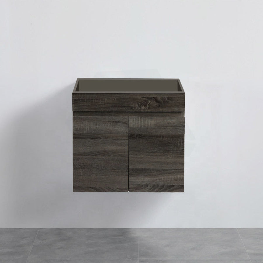 600/750Mm Narrow Berge Wall Hung Bathroom Floating Vanity Dark Grey Wood Grain Pvc Filmed Cabinet