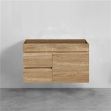 600/750Mm Narrow Berge Wall Hung Bathroom Vanity White Oak Wood Grain Pvc Filmed Cabinet Only 
