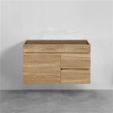 600/750Mm Narrow Berge Wall Hung Bathroom Vanity White Oak Wood Grain Pvc Filmed Cabinet Only 