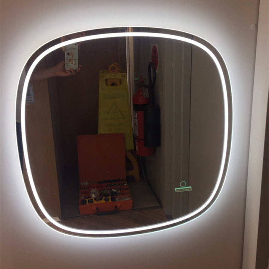 600/750mm Led Mirror Rounded Edge White Framed