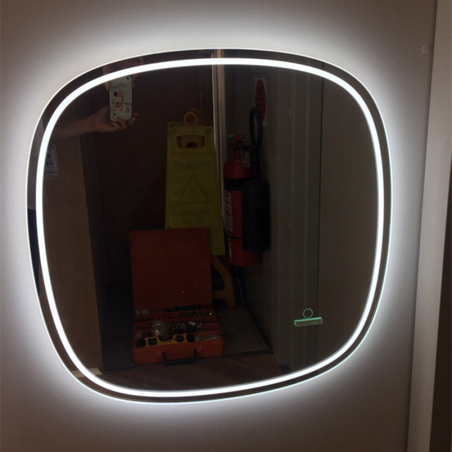 600/750mm Led Mirror Rounded Edge White Framed