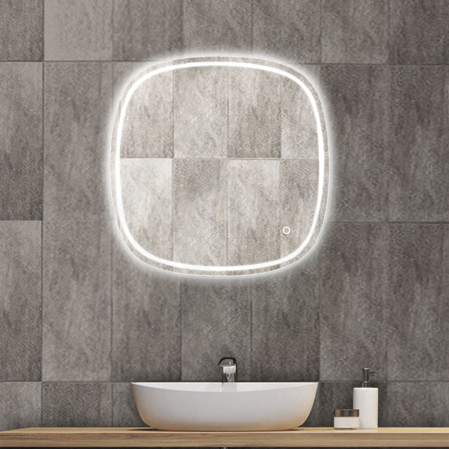 600/750mm Led Mirror Rounded Edge White Framed 750mm