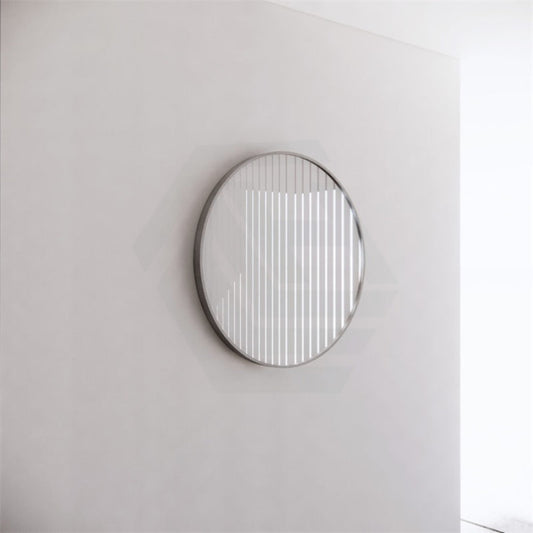 600/800Mm Bathroom Brushed Nickel Framed Round Mirror Wall Mounted Mirrors
