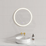 600/800Mm Round Brushed Nickel Framed Led Mirror With Easy Hooks And Dimmer Mirrors