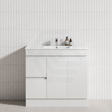 600-900Mm Narrow Premium Bathroom Freestanding Kickboard Vanity White Pvc Polyurethane Cabinet Only
