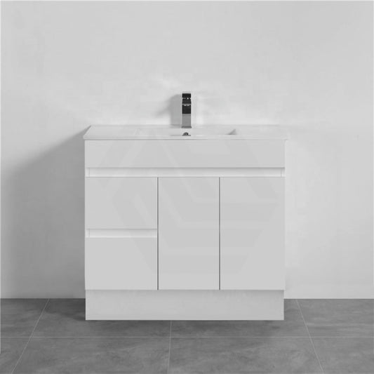 900Mm Narrow Premium Bathroom Kickboard Vanity Freestanding Left/Right Drawers White Pvc