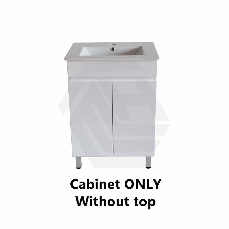 600-900Mm Narrow Premium Bathroom Freestanding Vanity White Pvc Polyurethane Cabinet Only & Ceramic