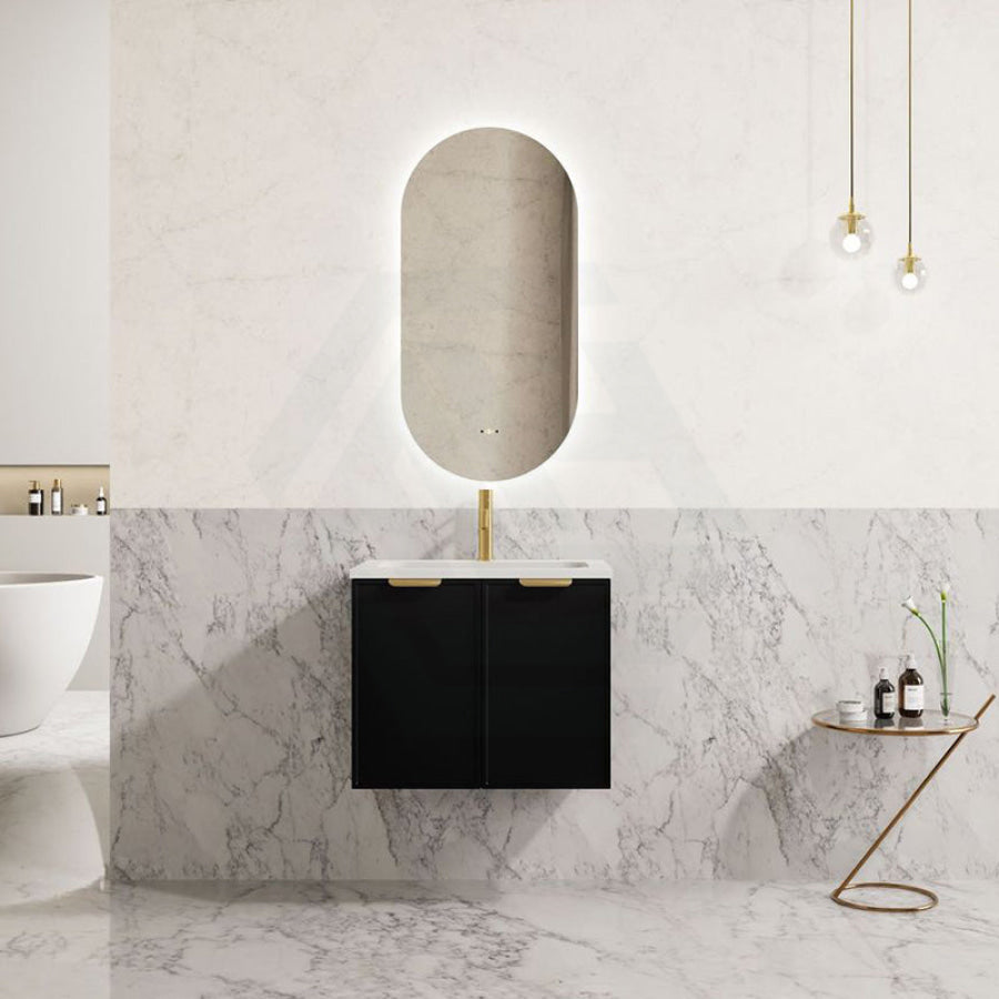 600-1500Mm Miami Standard Wall Hung Vanity Matt Black Single/Double Bowls Pvc Cabinet Only 