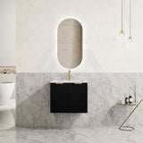 600-1500Mm Miami Standard Wall Hung Vanity Matt Black Single/Double Bowls Pvc Cabinet Only 