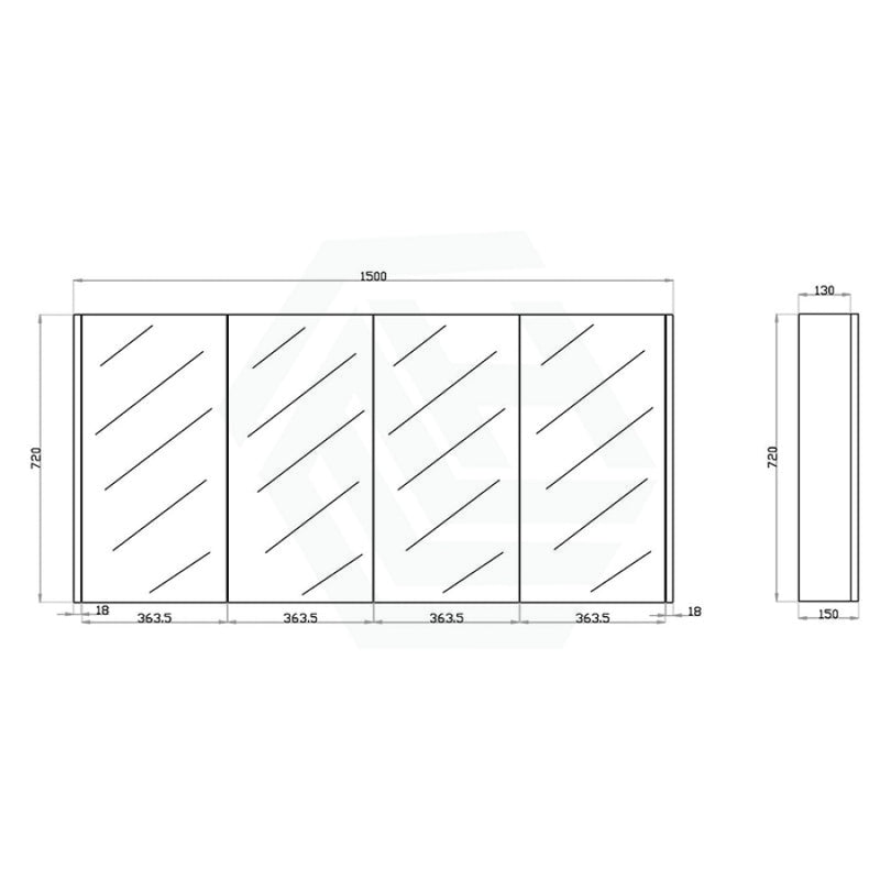 600/750/900/1200/1500Mm Dark Grey Wood Grain Pvc Filmed Wall Hung Shaving Cabinet 1500Mm Cabinets
