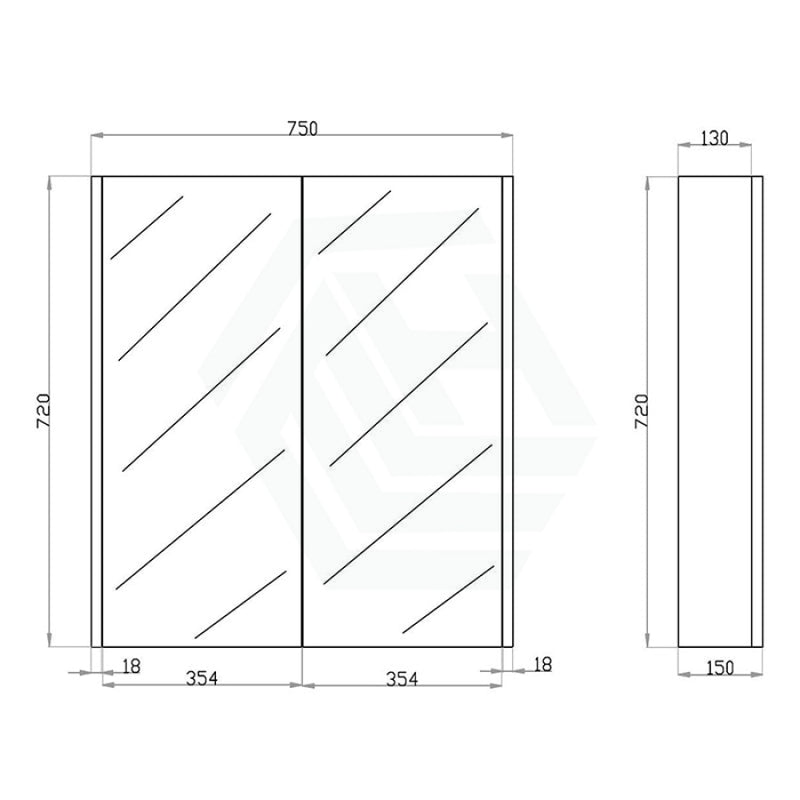 600/750/900/1200/1500Mm Dark Grey Wood Grain Pvc Filmed Wall Hung Shaving Cabinet 750Mm Cabinets