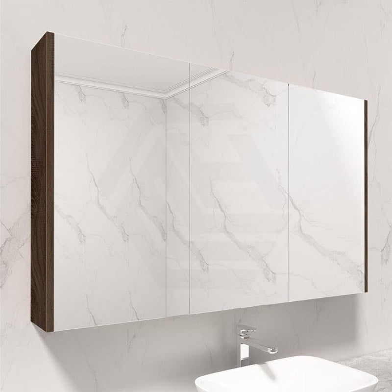 600/750/900/1200/1500Mm Dark Oak Wood Grain Pvc Filmed Shaving Cabinet Wall Hung With Mirror 1200Mm