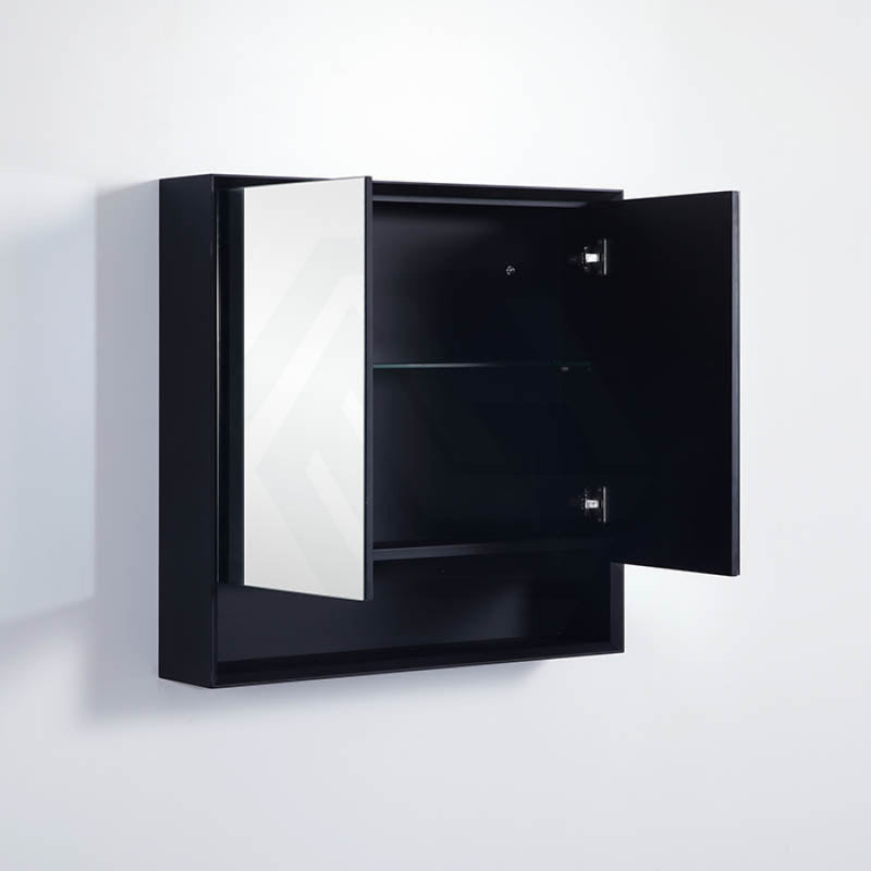 600/750/900/1200/1500Mm Petra Shaving Cabinet With Mirror Pvc Board Wall Hung Storage Matt Black