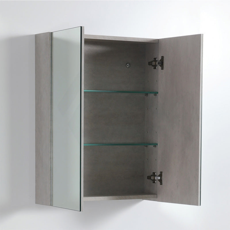 600/750/900/1200/1500Mm Pvc Pencil Edge Concrete Grey Shaving Cabinet With Mirror Tempered Glass