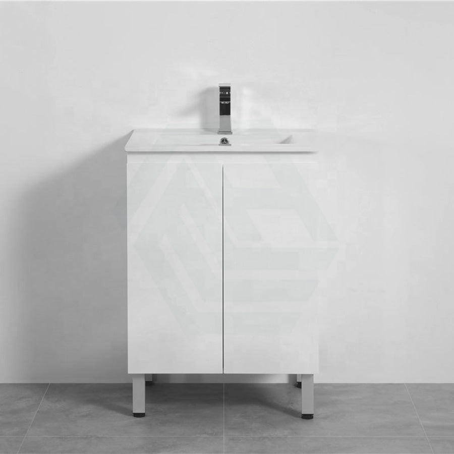 600Mm Freestanding Pvc Vanity With Gloss White Finish Cabinet Only For Bathroom Vanities With Legs
