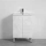 600Mm Freestanding Pvc Vanity With Gloss White Finish Cabinet Only For Bathroom Vanities With Legs
