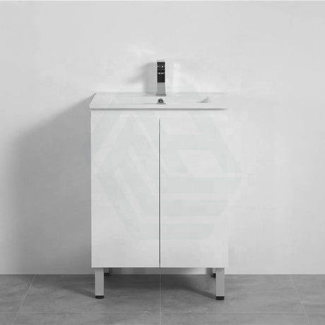 600Mm Freestanding Pvc Vanity With Gloss White Finish Cabinet Only For Bathroom Vanities With Legs