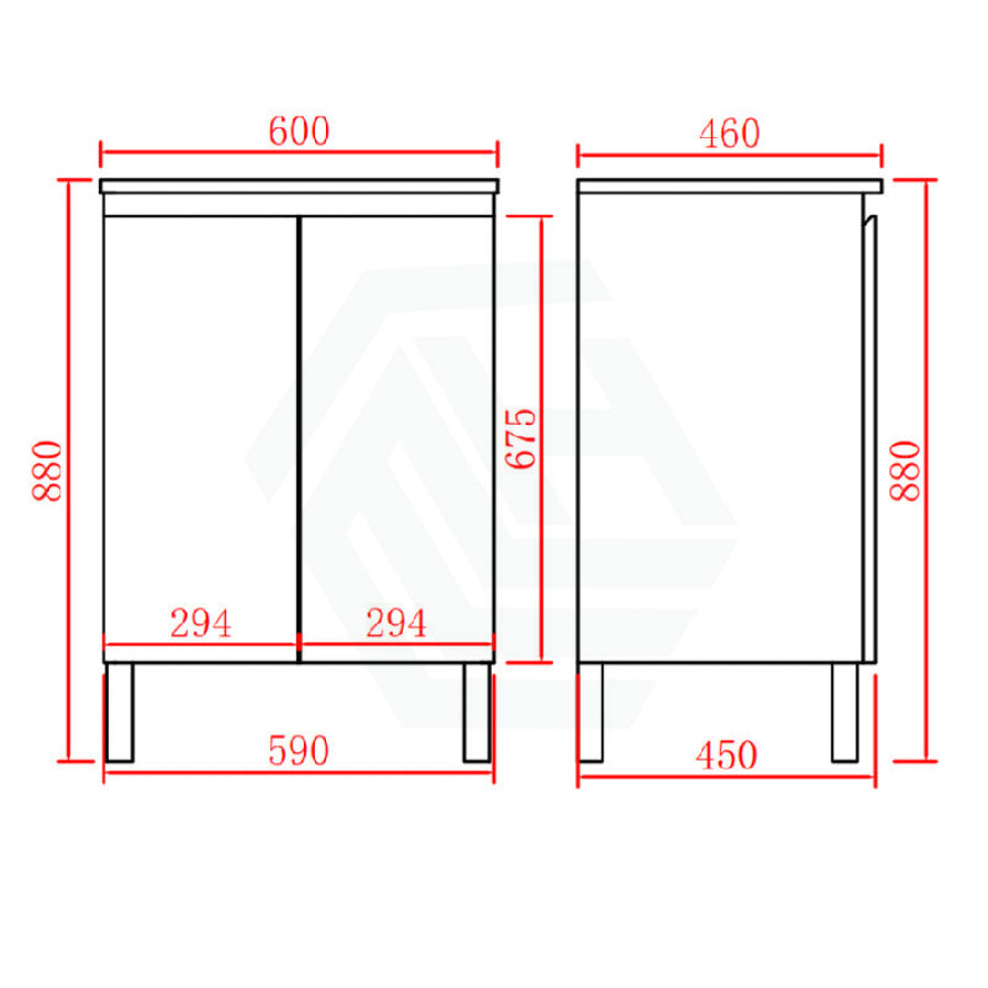 600Mm Freestanding Pvc Vanity With Gloss White Finish Cabinet Only For Bathroom Vanities With Legs