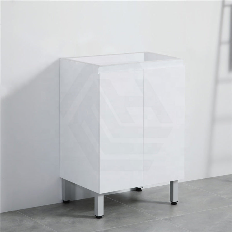 600Mm Freestanding Pvc Vanity With Gloss White Finish Cabinet Only For Bathroom Vanities With Legs