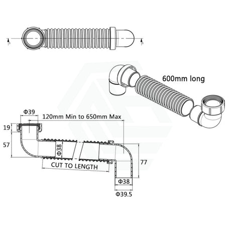 600mm Length Bathtub Connector Flexible Hose