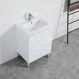 600Mm Narrow Freestanding Pvc Vanity With Gloss White Finish Cabinet Only For Bathroom Vanities 