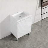 600Mm Narrow Freestanding Pvc Vanity With Gloss White Finish Cabinet Only For Bathroom Vanities 