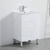 600Mm Narrow Freestanding Pvc Vanity With Gloss White Finish Cabinet Only For Bathroom Vanities 