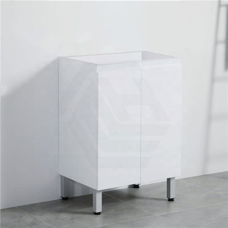 600Mm Narrow Freestanding Pvc Vanity With Gloss White Finish Cabinet Only For Bathroom Vanities 