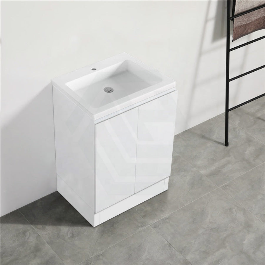 600Mm Pvc Vanity With Gloss White Finish Freestanding Kickboard Cabinet Only For Bathroom