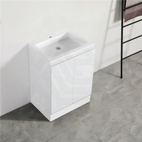600Mm Pvc Vanity With Gloss White Finish Freestanding Kickboard Cabinet Only For Bathroom