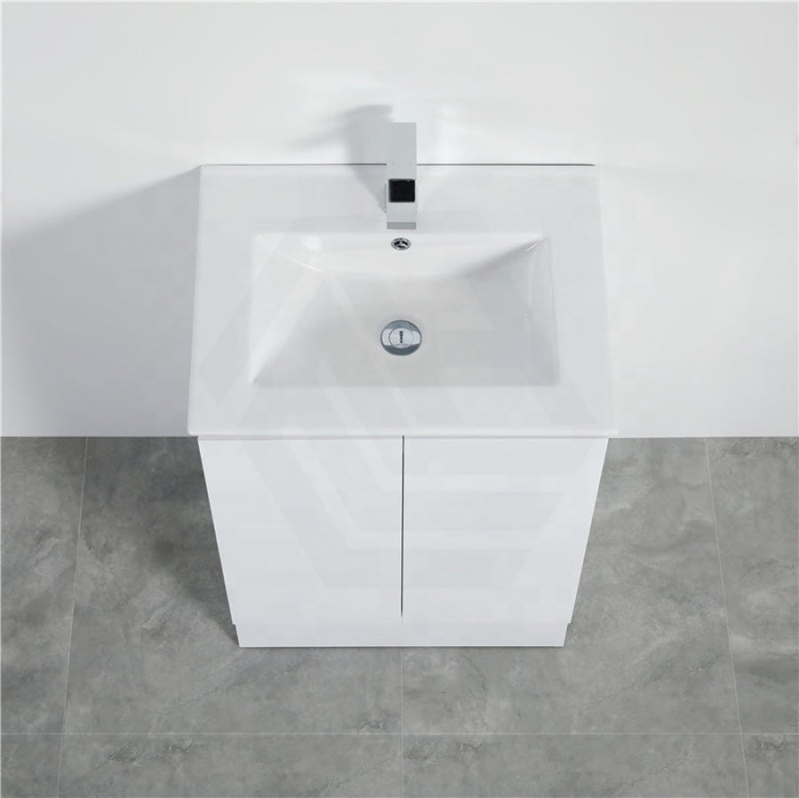 600Mm Pvc Vanity With Gloss White Finish Freestanding Kickboard Cabinet Only For Bathroom