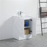 600Mm Pvc Vanity With Gloss White Finish Freestanding Kickboard Cabinet Only For Bathroom