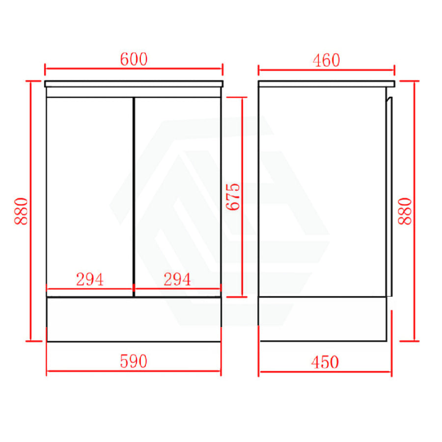 600Mm Pvc Vanity With Gloss White Finish Freestanding Kickboard Cabinet Only For Bathroom