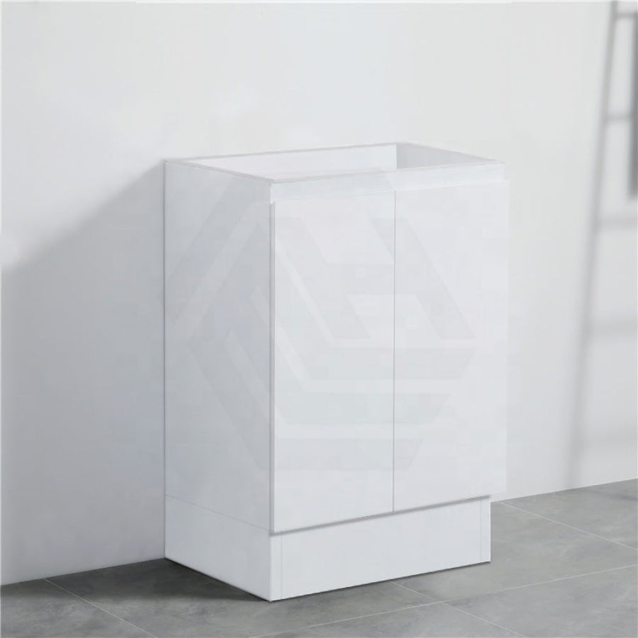 600Mm Pvc Vanity With Gloss White Finish Freestanding Kickboard Cabinet Only For Bathroom