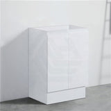 600Mm Pvc Vanity With Gloss White Finish Freestanding Kickboard Cabinet Only For Bathroom
