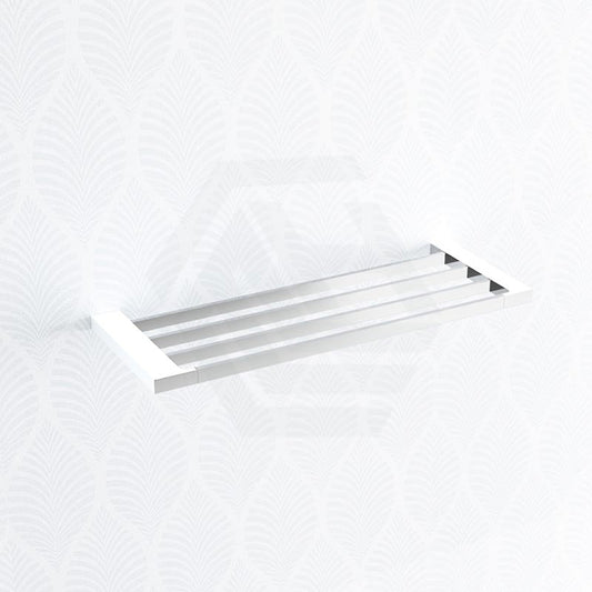 600Mm Rectangle Towel Rack Chrome And White Bathroom Products