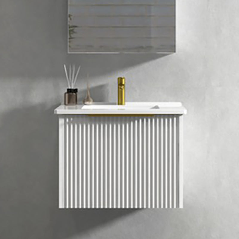 600mm THENA Wall Hung Plywood Vanity Matt White Linear Surface Single Bowl Cabinet ONLY for Bathroom