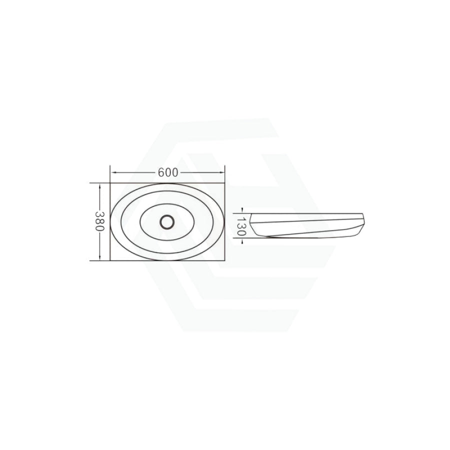 600X380X130Mm Oval Above Counter Ceramic Basin Gloss White Basins