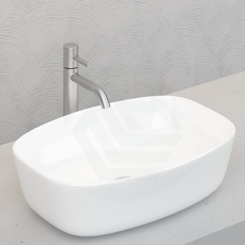 Rectangle Above Counter Wash Basin Slim Ceramic Gloss White
