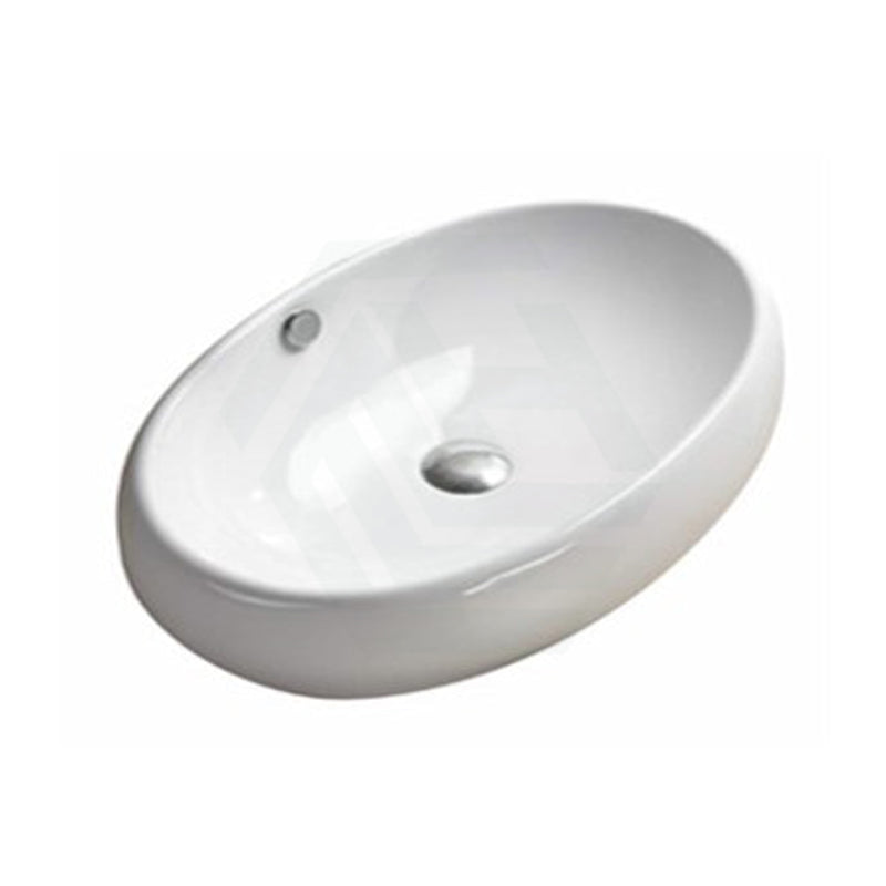 600X400X150Mm Bathroom Oval Above Counter Gloss White Ceramic Top Basin