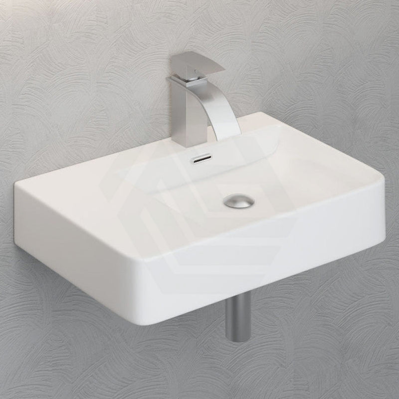 600X420X120Mm Above Counter/Wall-Hung Rectangle White Ceramic Basin Left / Right Hand Bowl One Tap