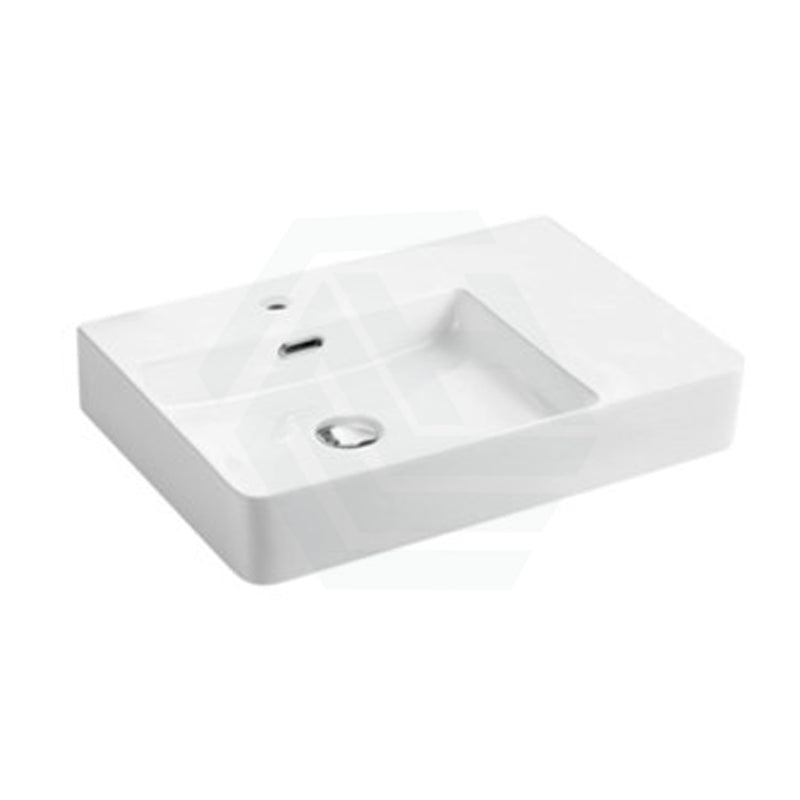 600X420X120Mm Above Counter/wall-Hung Rectangle White Ceramic Basin Left / Right Hand Bowl One Tap