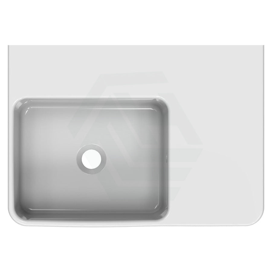 600X425X168mm Ikon Art Left/Right Rectangle Bowl Wall Hung White Ceramic Shelf Basin Left Basins